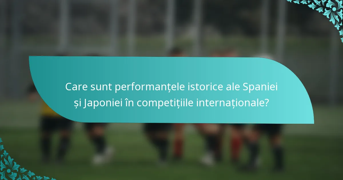 Care sunt performanțele istorice ale Spaniei și Japoniei în competițiile internaționale?